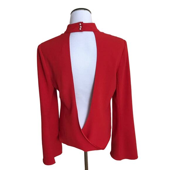 Intermix Red Seaton Open Back Bell Sleeve Top - Picture 7 of 10